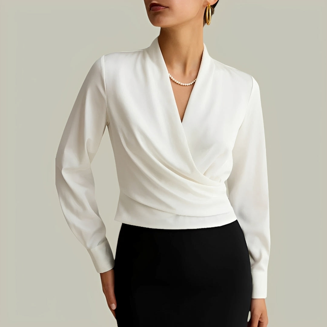 Livia - Blouse Élégante à Manches Longues et Portefeuille