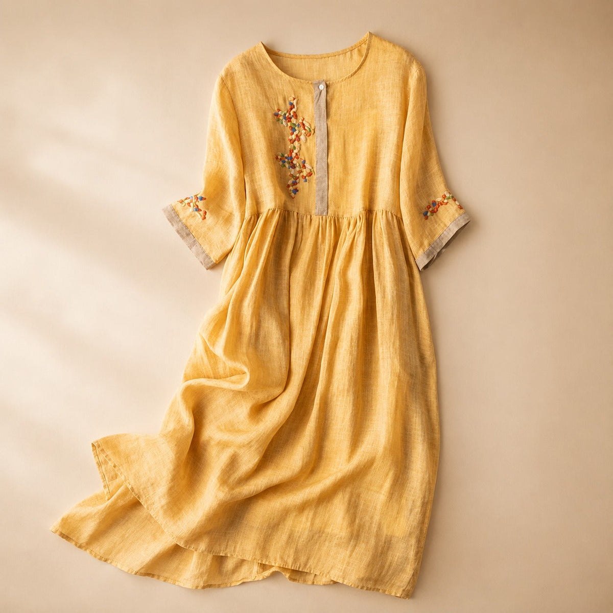 Laura - Robe Bohème Décontractée Brodée