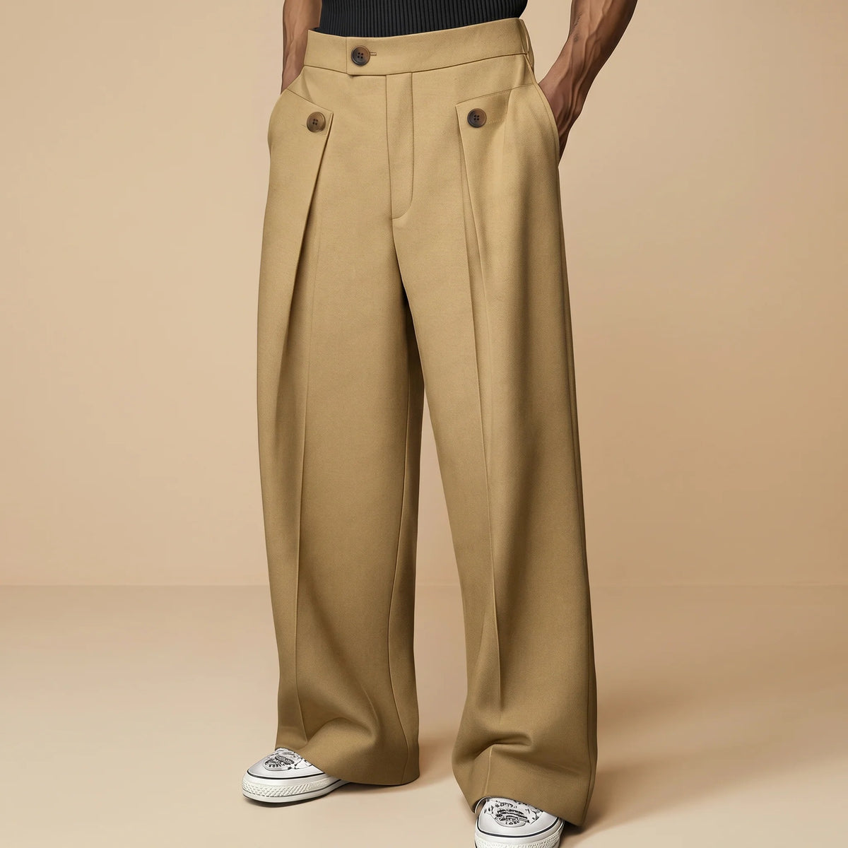 John - Pantalon Stylé Ample Taille Haute