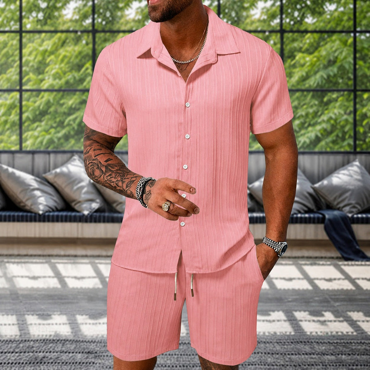 Albie - Ensemble Chemise Texturée Décontractée