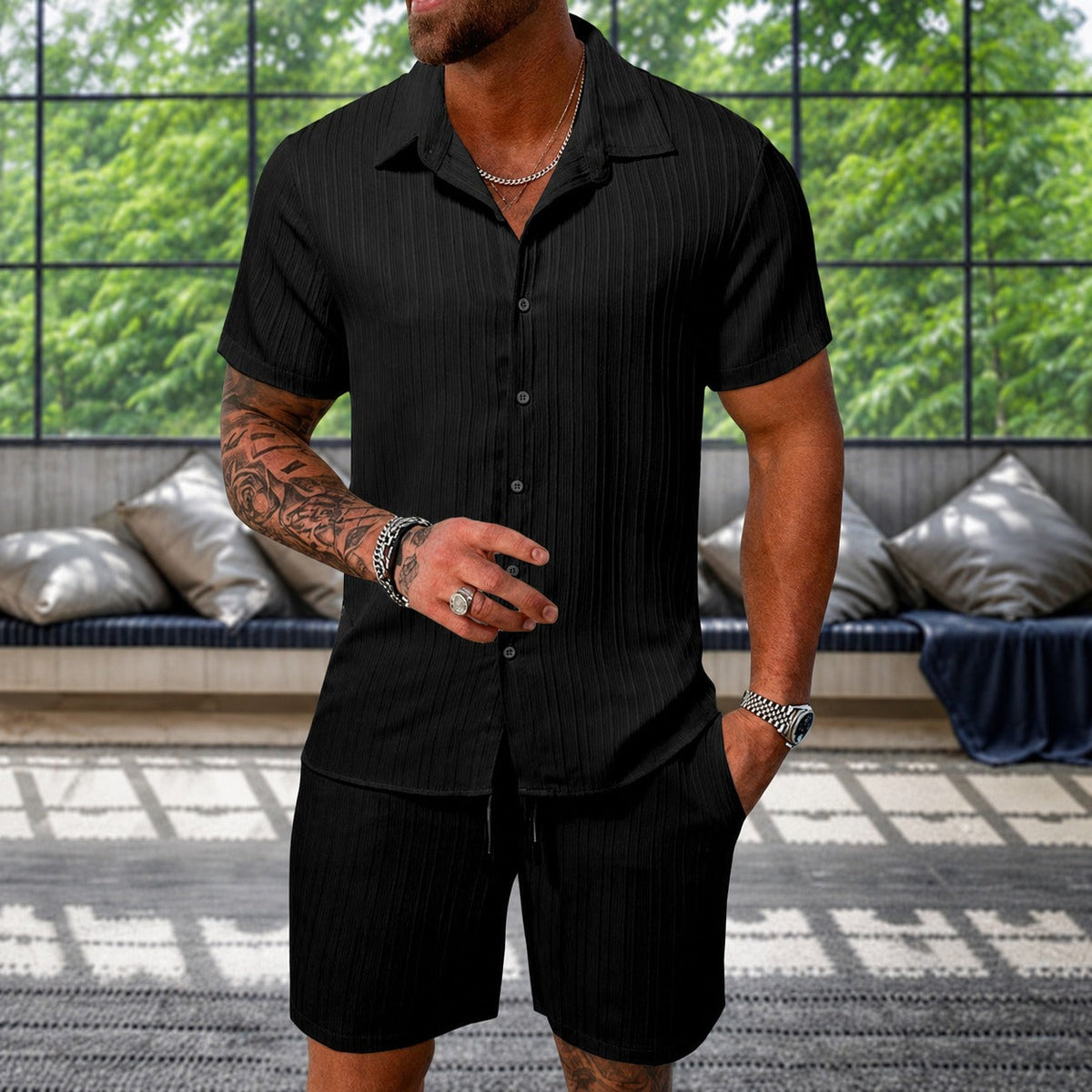 Albie - Ensemble Chemise Texturée Décontractée
