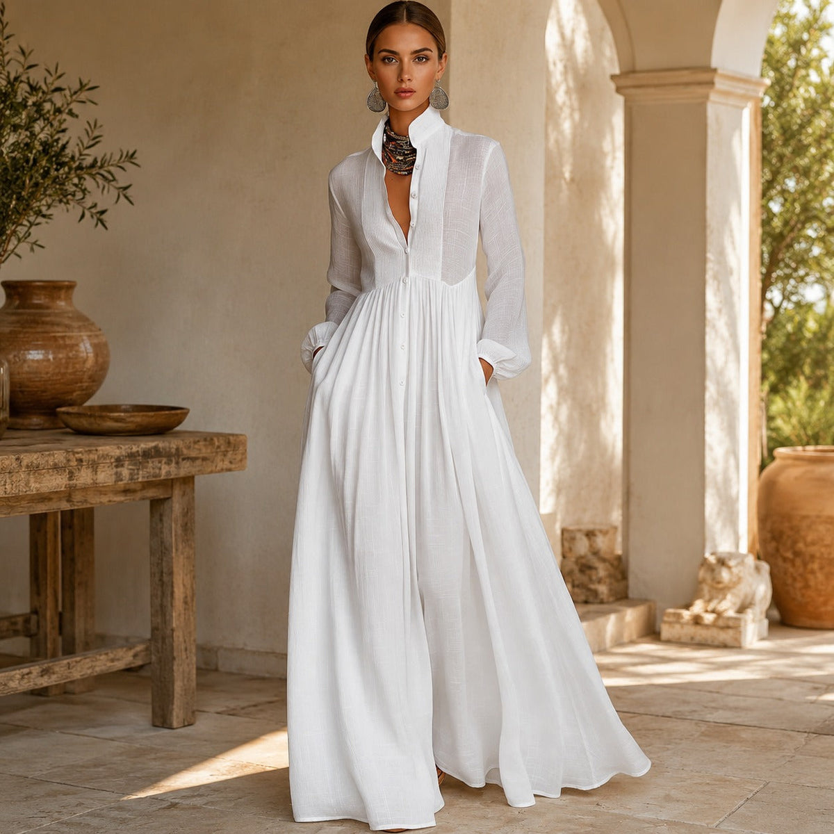 Kyran - Robe Maxi Élégante à Manches Longues