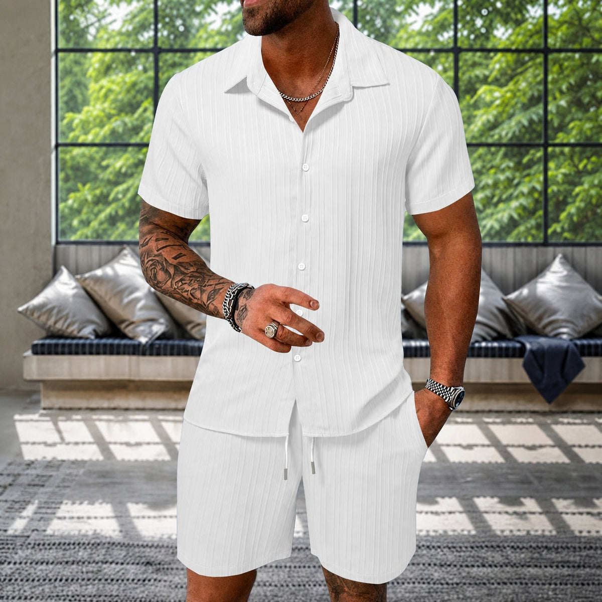 Albie - Ensemble Chemise Texturée Décontractée