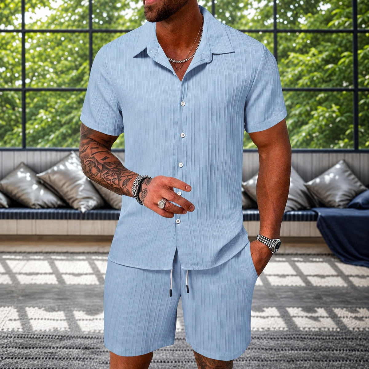 Albie - Ensemble Chemise Texturée Décontractée