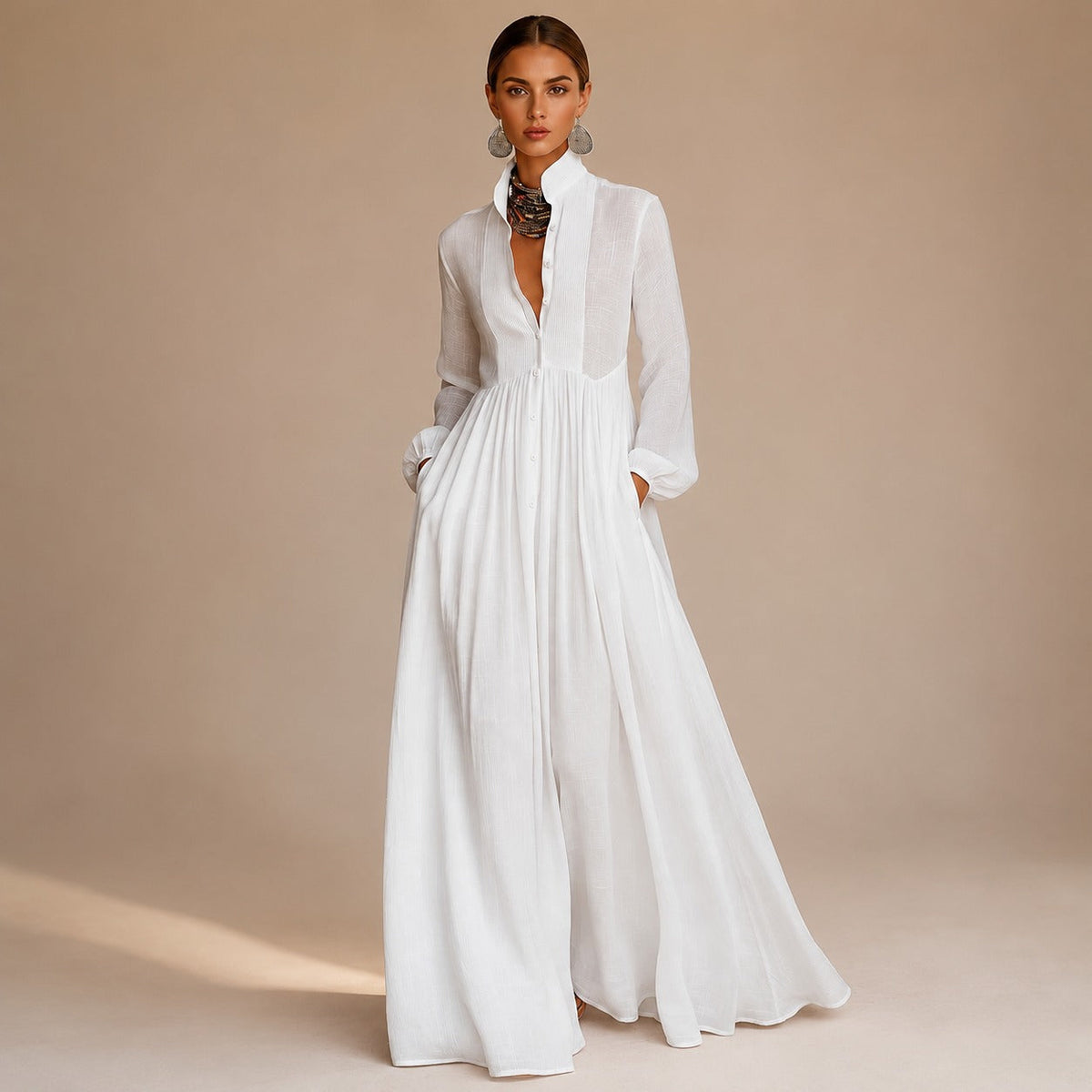 Kyran - Robe Maxi Élégante à Manches Longues