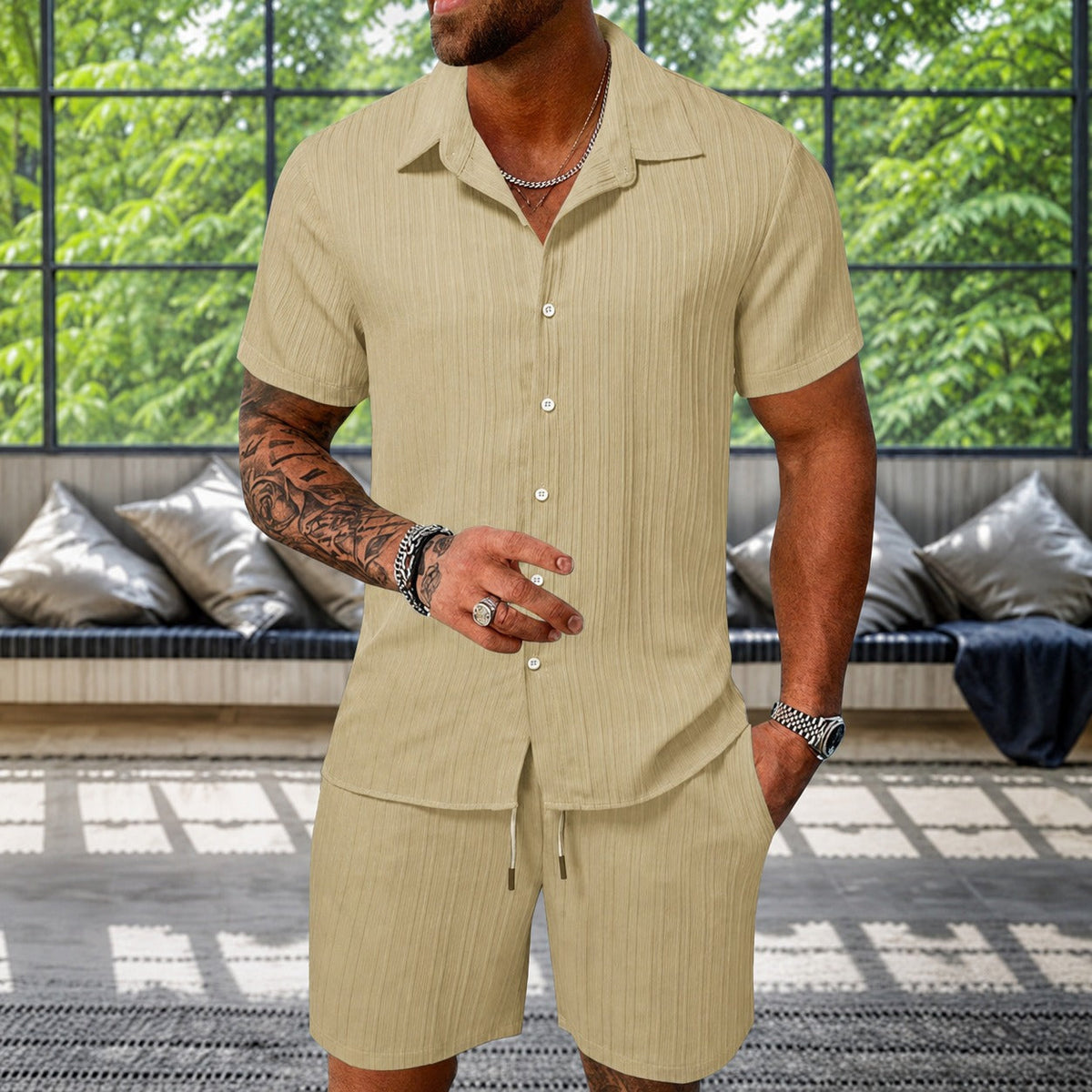 Albie - Ensemble Chemise Texturée Décontractée