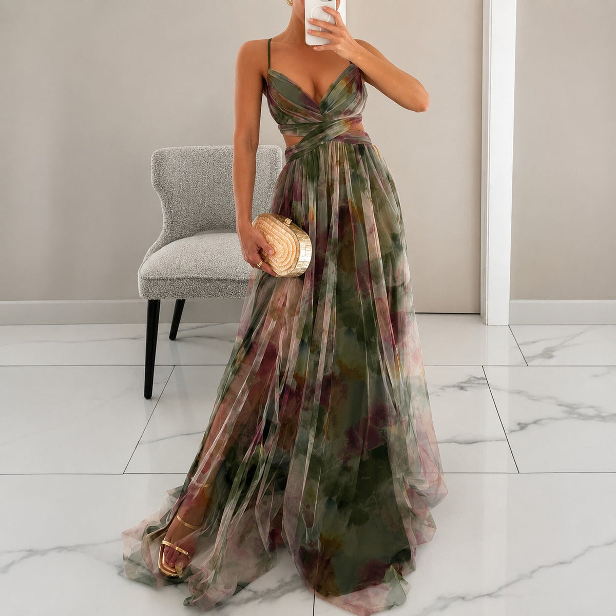 Michelle - Robe Maxi à Motif Floral