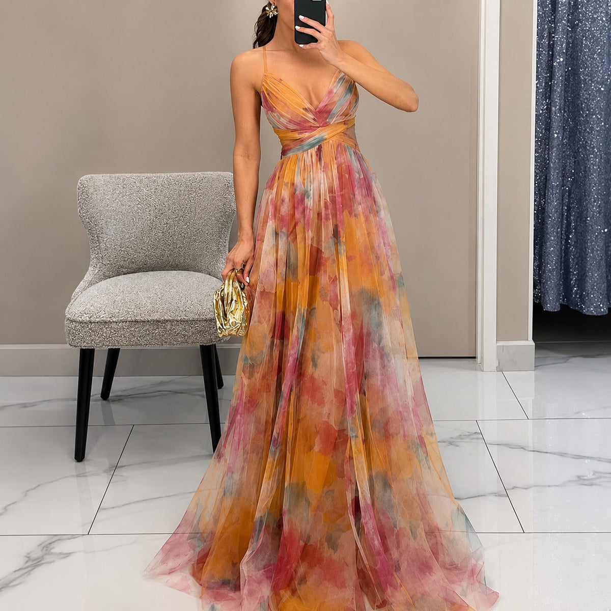 Michelle - Robe Maxi à Motif Floral