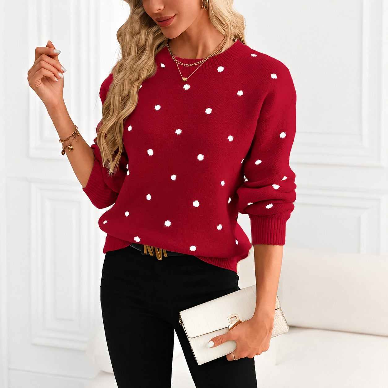 Karly - Pull pour femme à motif à pois