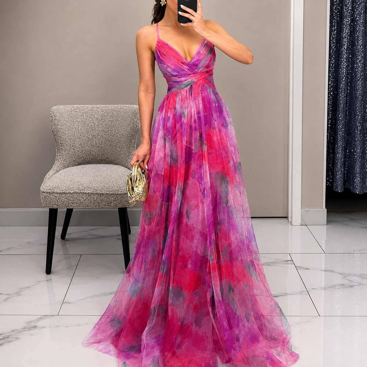 Michelle - Robe Maxi à Motif Floral
