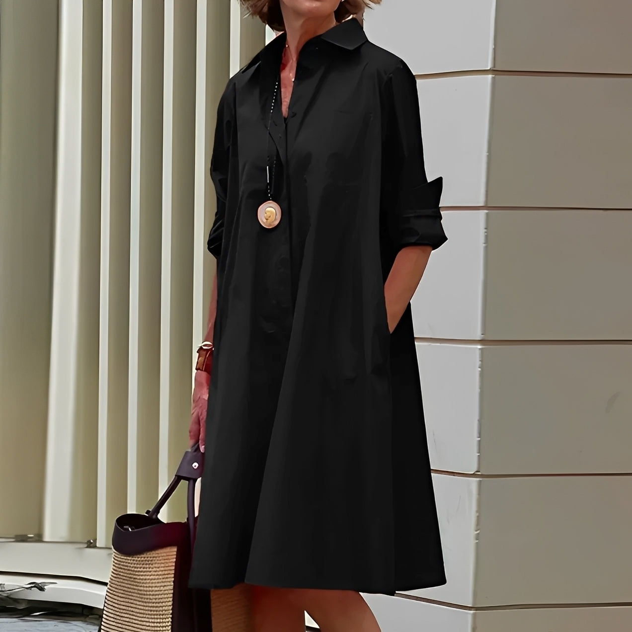Alissa - Robe midi ample et confortable pour femme