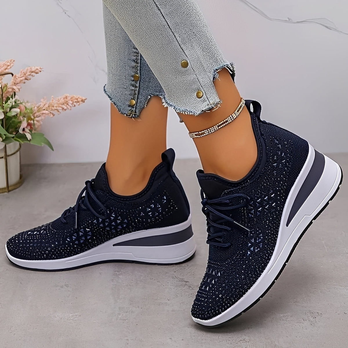 Elodie - Baskets Confortables et Élégantes avec Détails en Strass