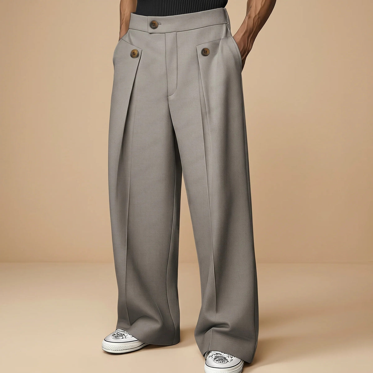 John - Pantalon Stylé Ample Taille Haute
