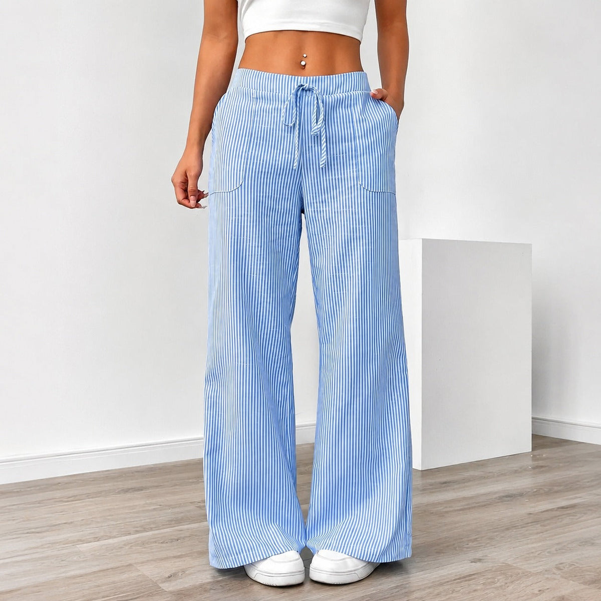 Amanda - Pantalon Rayé Confortable avec Poches