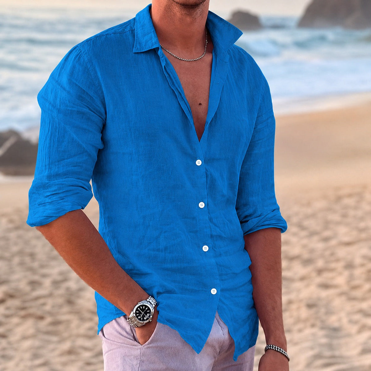 Anthony - Chemise Décontractée à Manches Longues