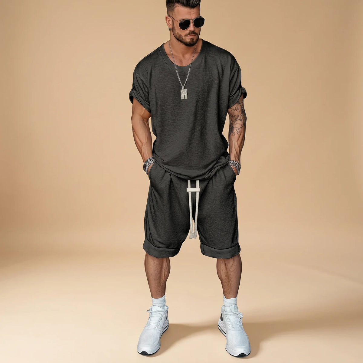 Alan - Ensemble Chemise et Shorts Décontractés