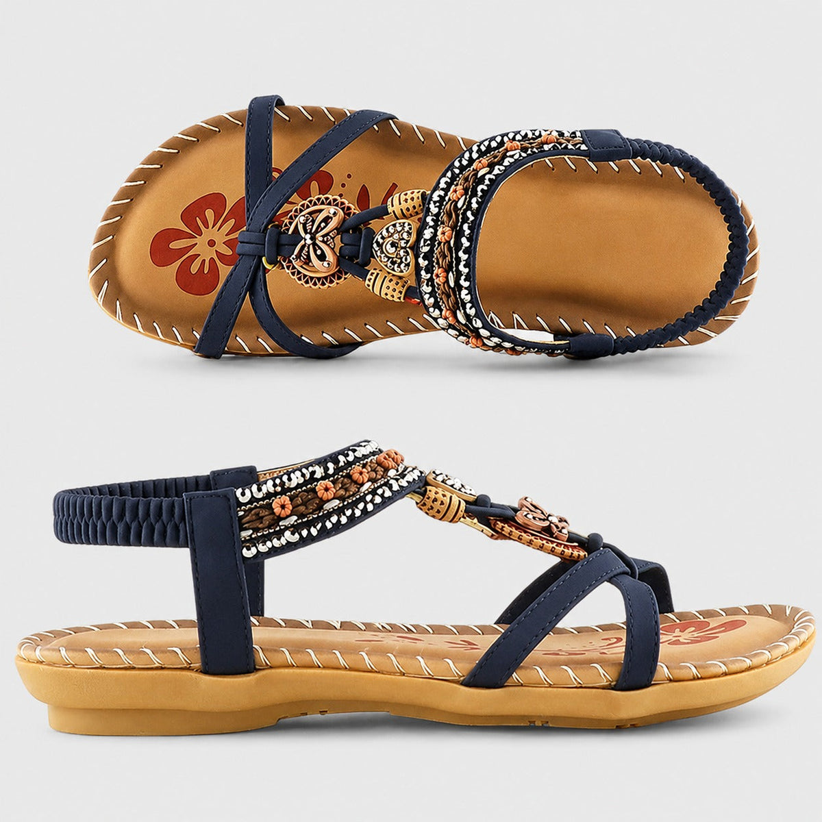 Eleanor - Sandales Plates avec Strass Stylées