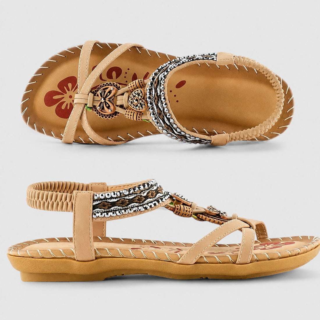 Eleanor - Sandales Plates avec Strass Stylées