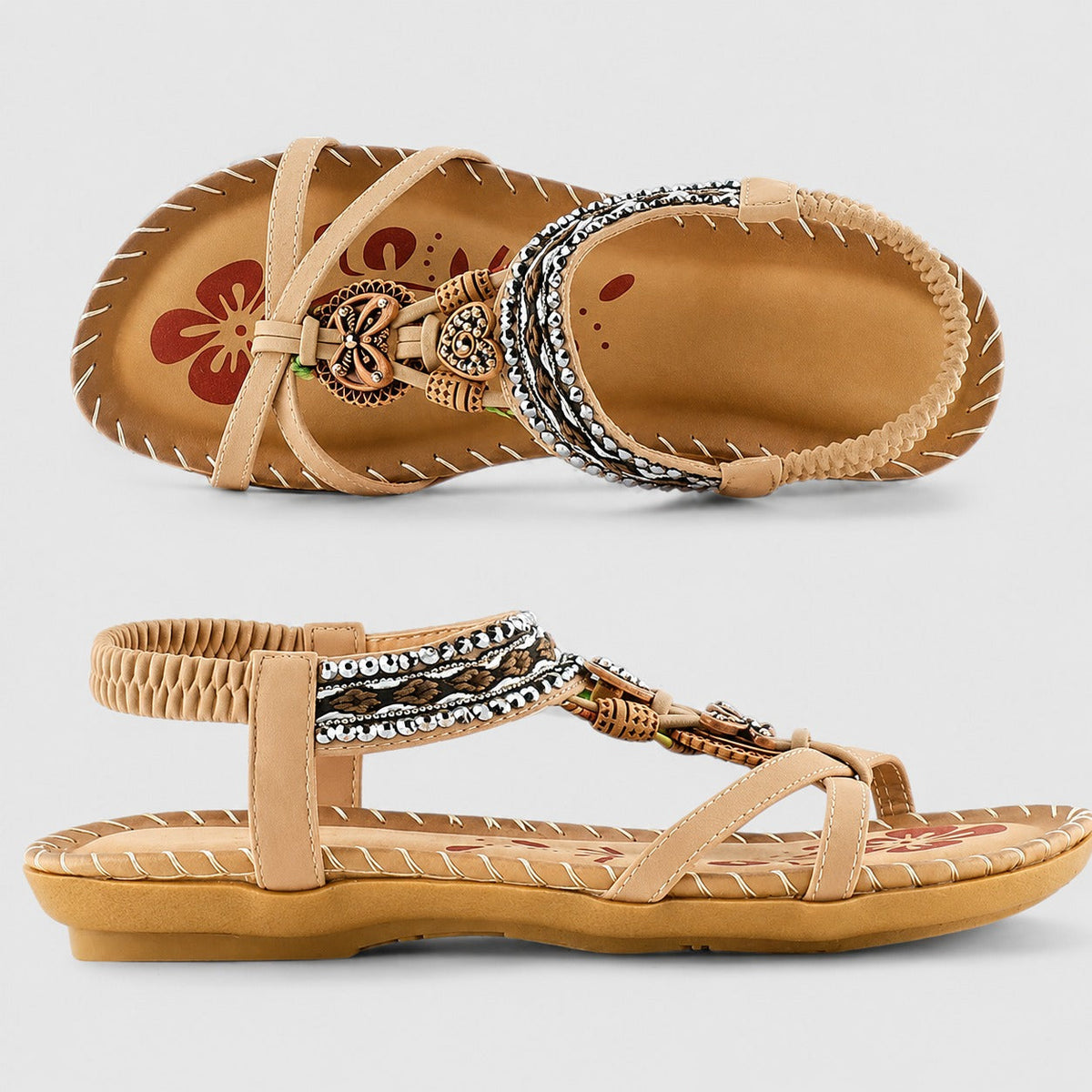 Eleanor - Sandales Plates avec Strass Stylées