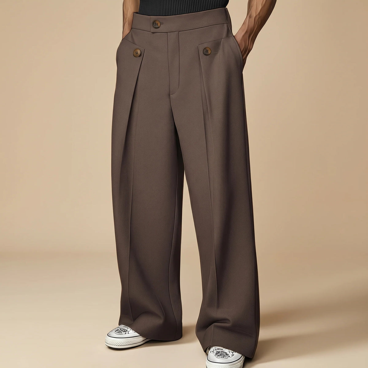 John - Pantalon Stylé Ample Taille Haute