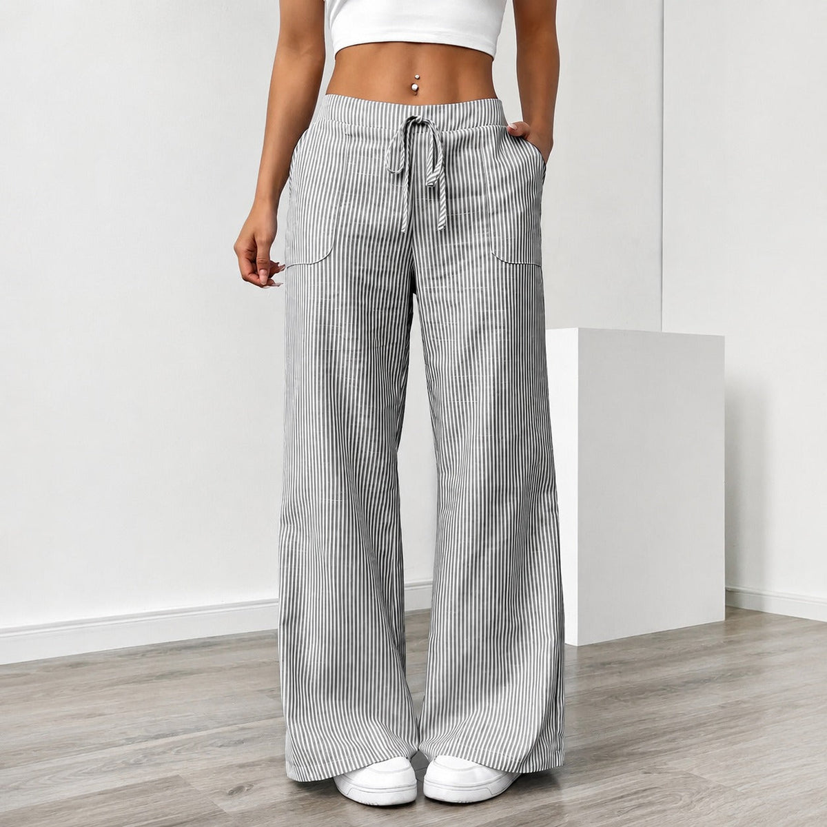 Amanda - Pantalon Rayé Confortable avec Poches