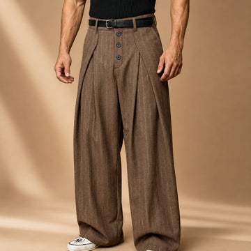 Farhan - Pantalon Moderne à Rayures et Jambes Larges