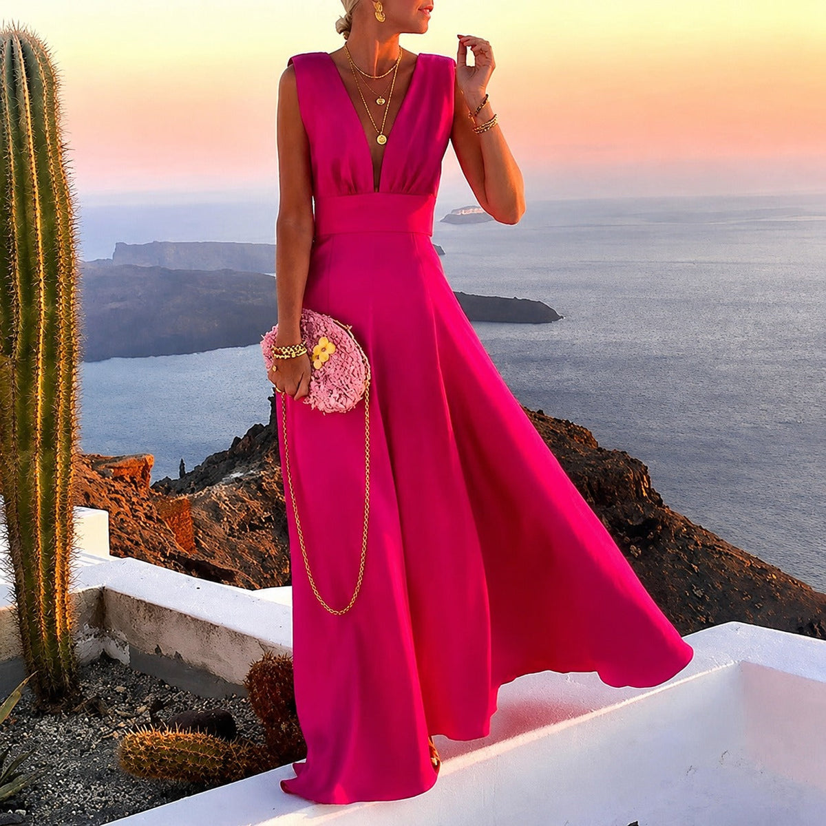 Kaylee - Robe Maxi Élégante Sans Manches