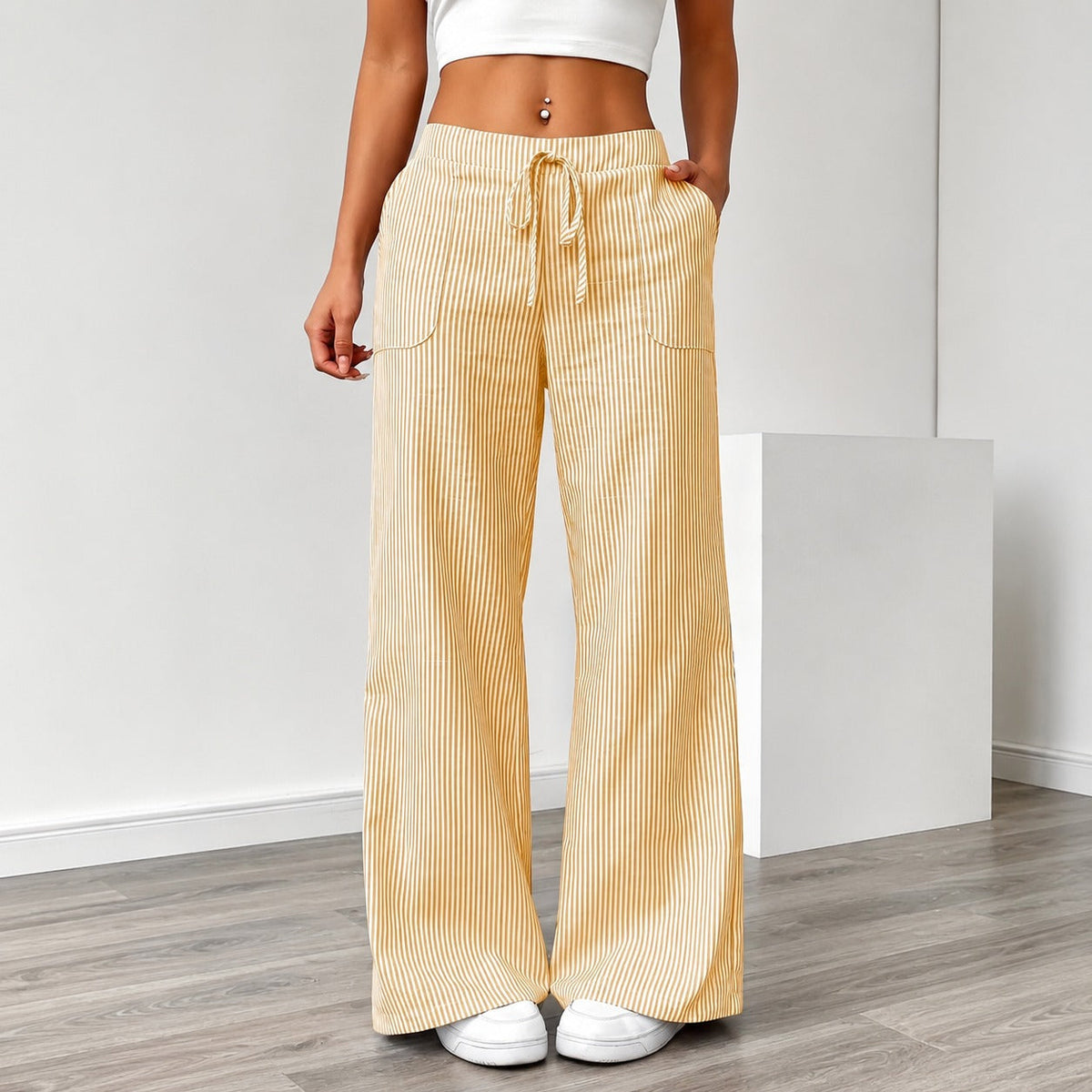 Amanda - Pantalon Rayé Confortable avec Poches