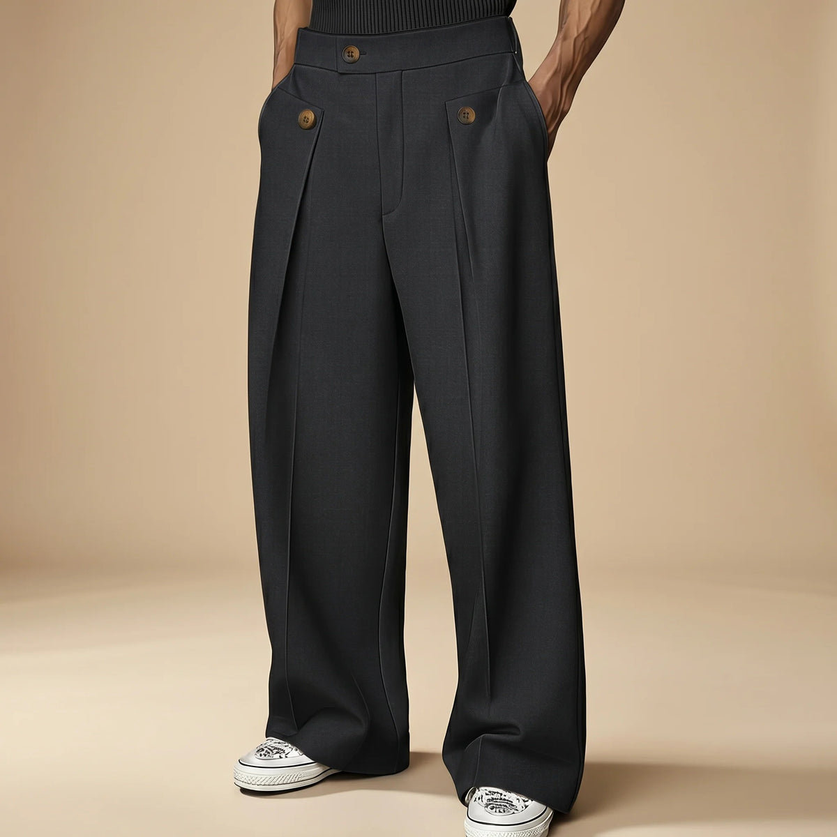John - Pantalon Stylé Ample Taille Haute