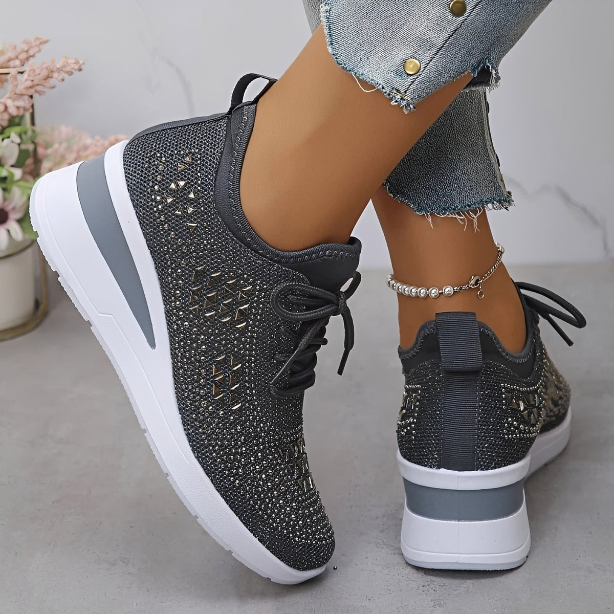 Elodie - Baskets Confortables et Élégantes avec Détails en Strass