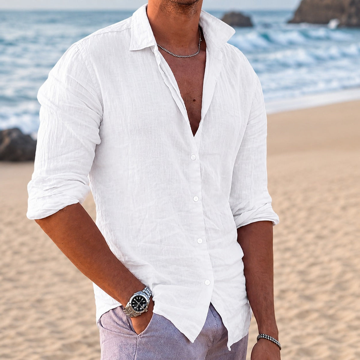 Anthony - Chemise Décontractée à Manches Longues