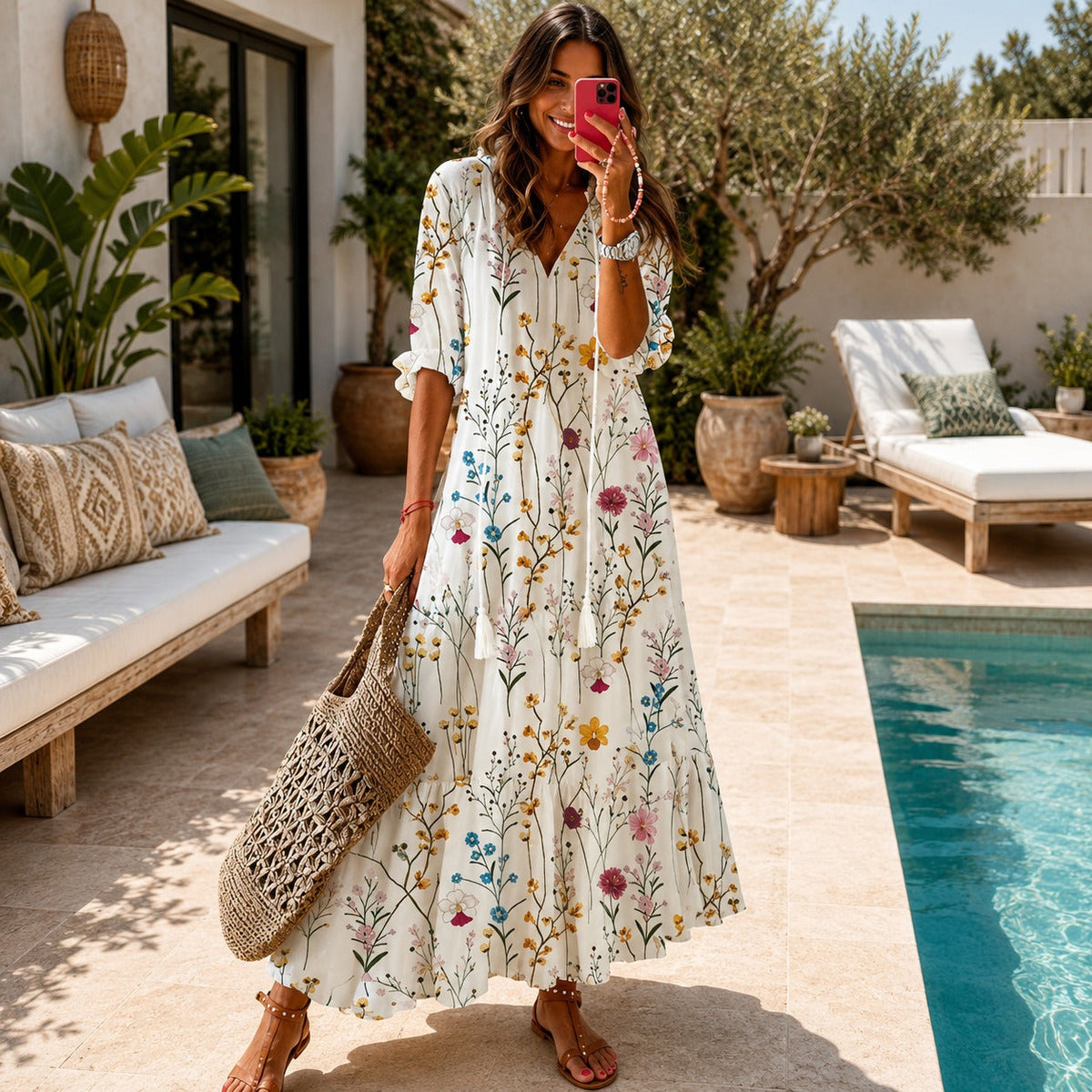 Lindsay - Robe Bohème Ample à Volants