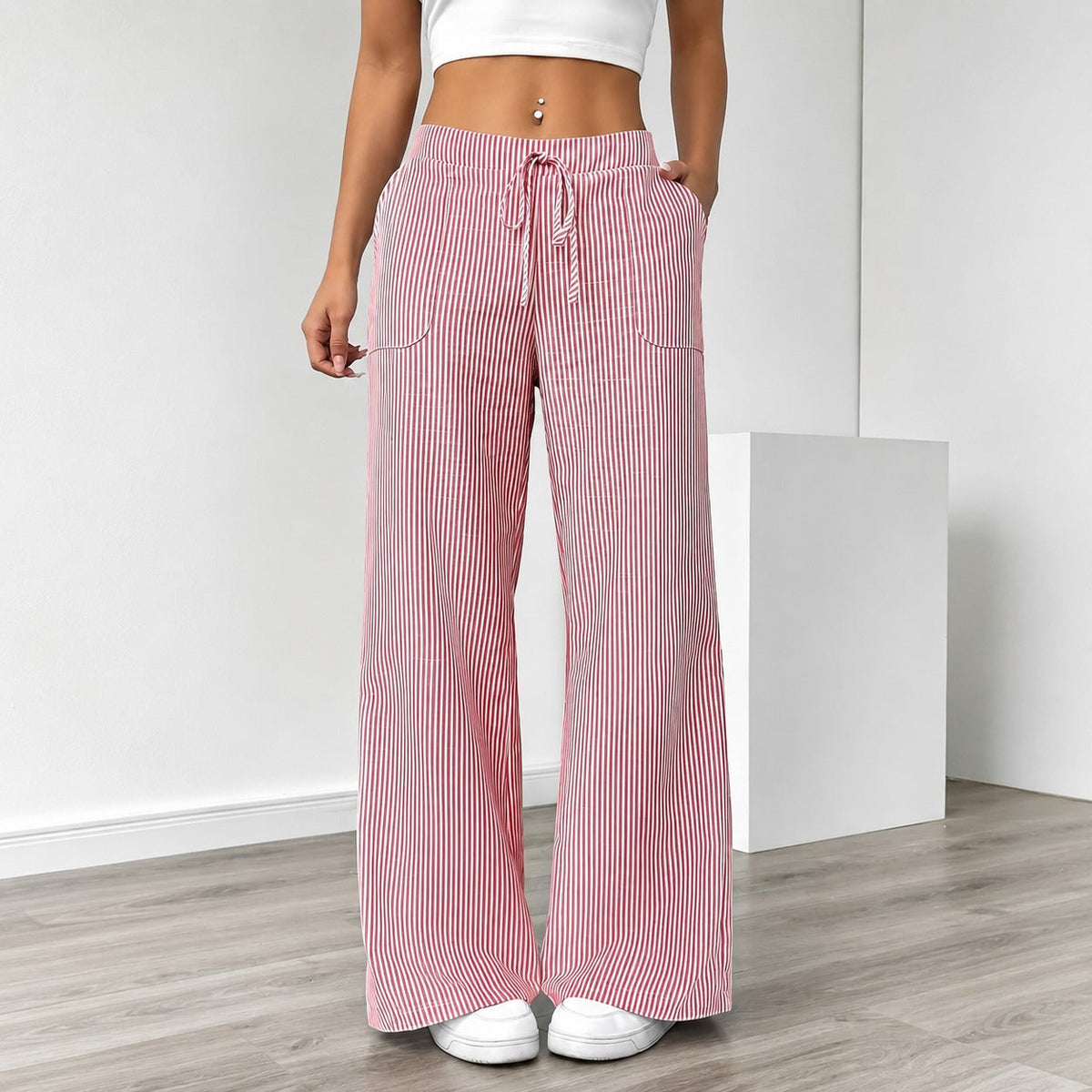 Amanda - Pantalon Rayé Confortable avec Poches