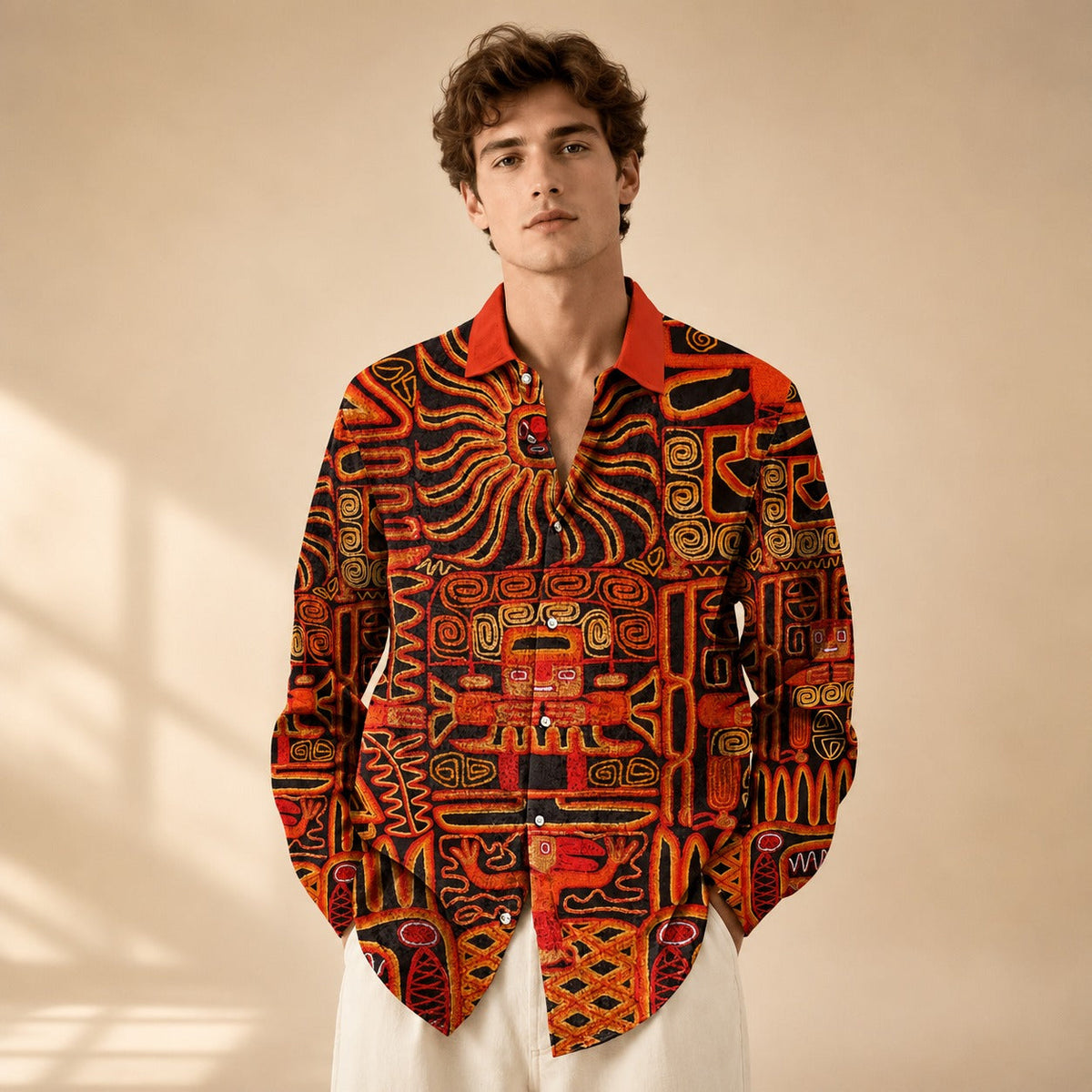 Neil - Chemise Artistique Imprimée à Manches Longues