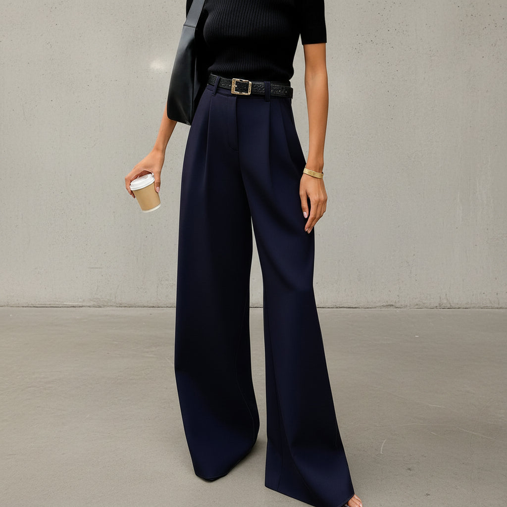 Marlene - Pantalon large sans ceinture