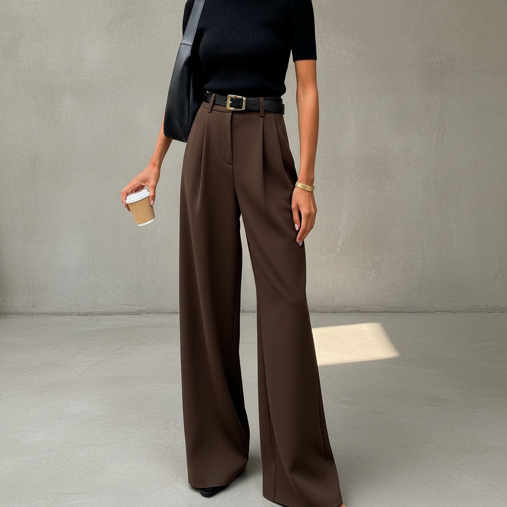 Marlene - Pantalon large sans ceinture