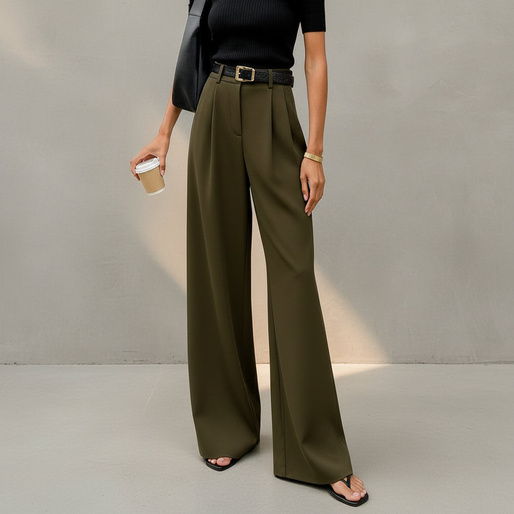 Marlene - Pantalon large sans ceinture