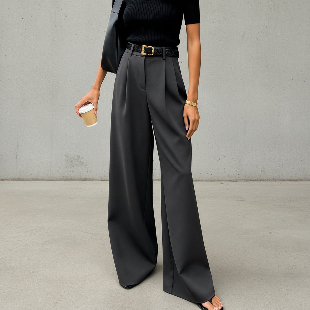 Marlene - Pantalon large sans ceinture