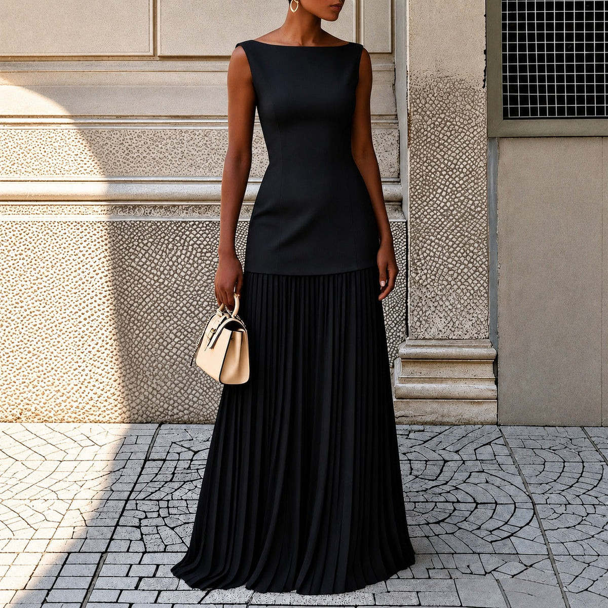 Alice - Robe Maxi Élégante Sans Manches Ajustée