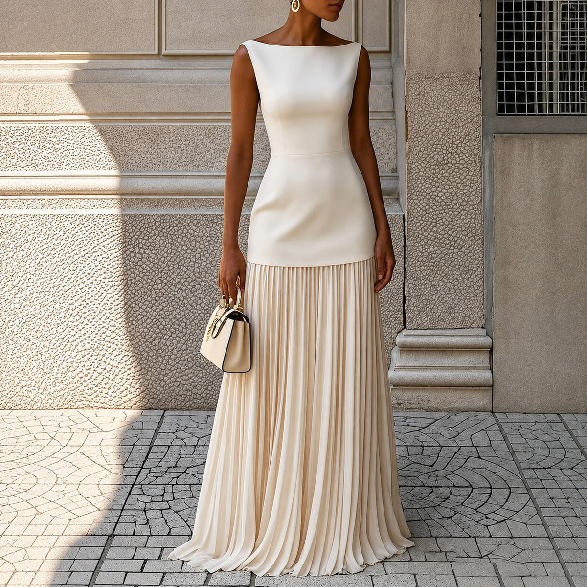 Alice - Robe Maxi Élégante Sans Manches Ajustée