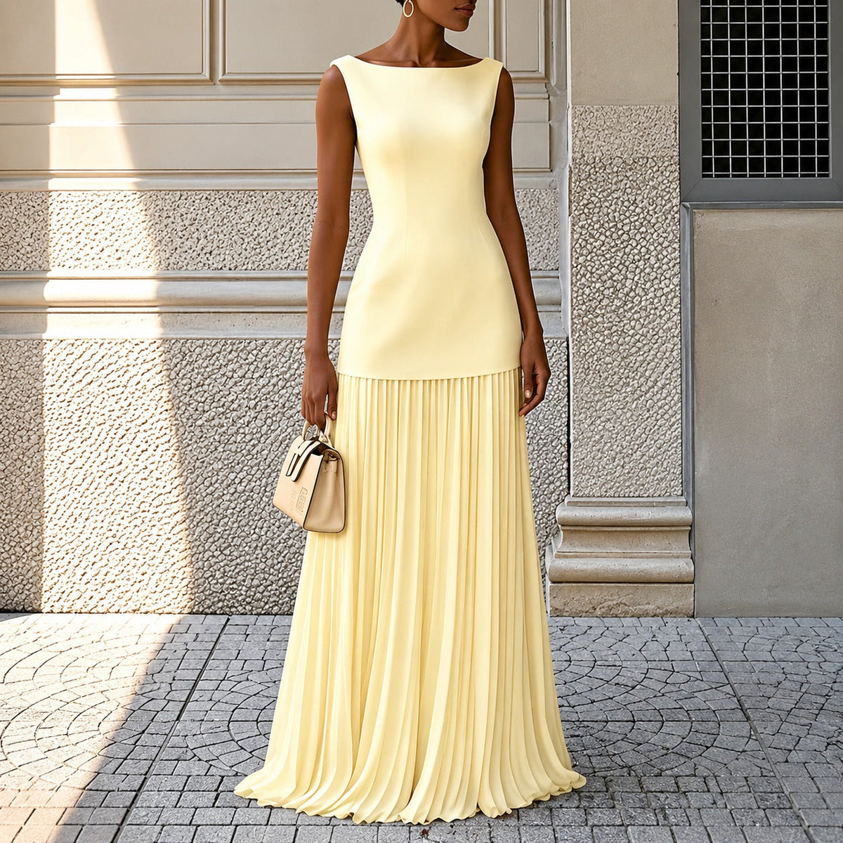 Alice - Robe Maxi Élégante Sans Manches Ajustée