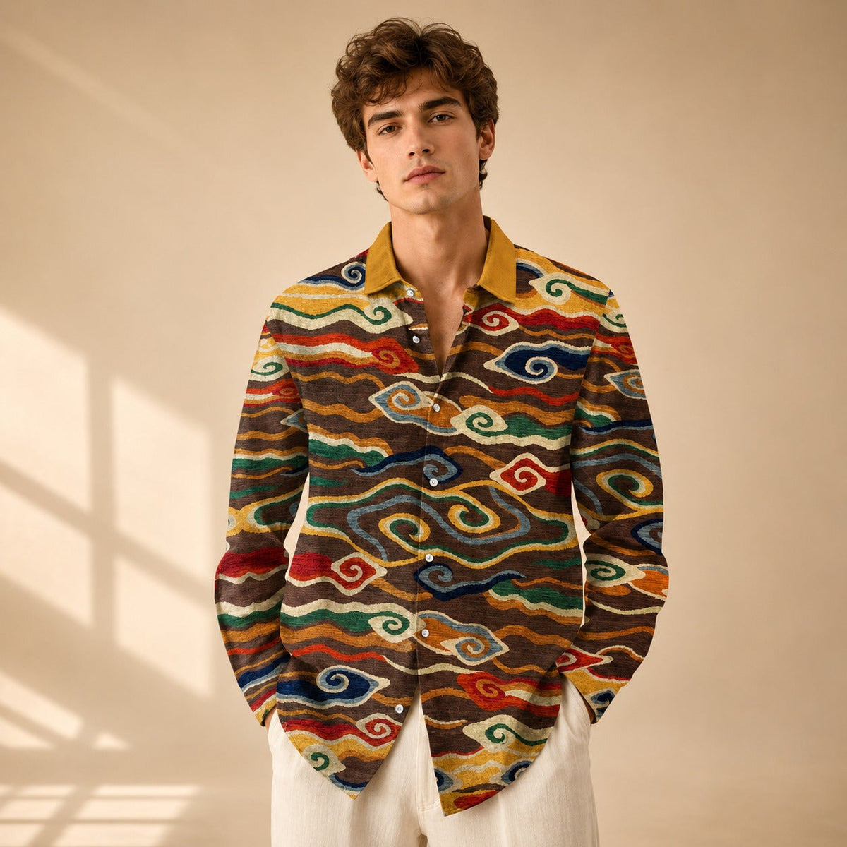 Neil - Chemise Artistique Imprimée à Manches Longues