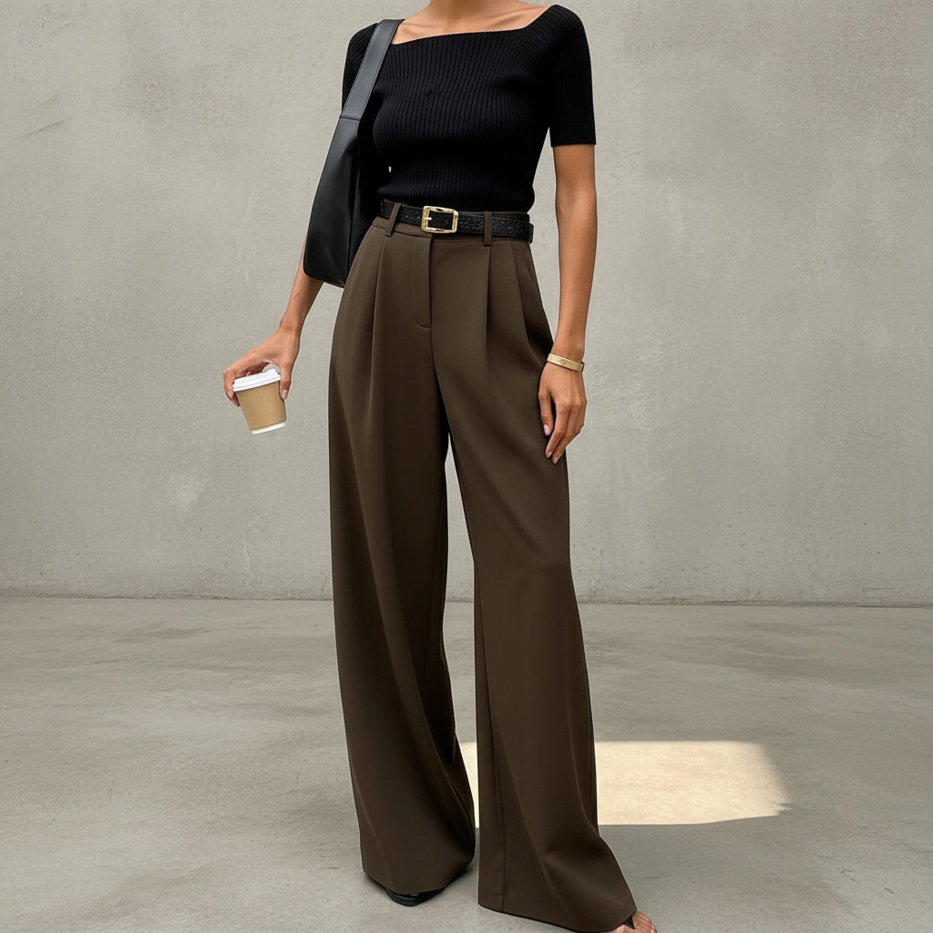 Marlene - Pantalon large sans ceinture