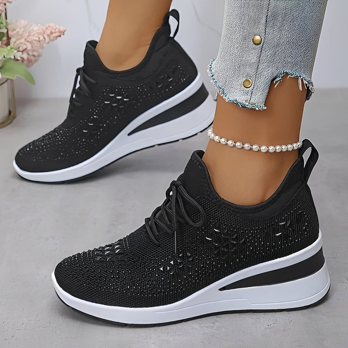 Elodie - Baskets Confortables et Élégantes avec Détails en Strass