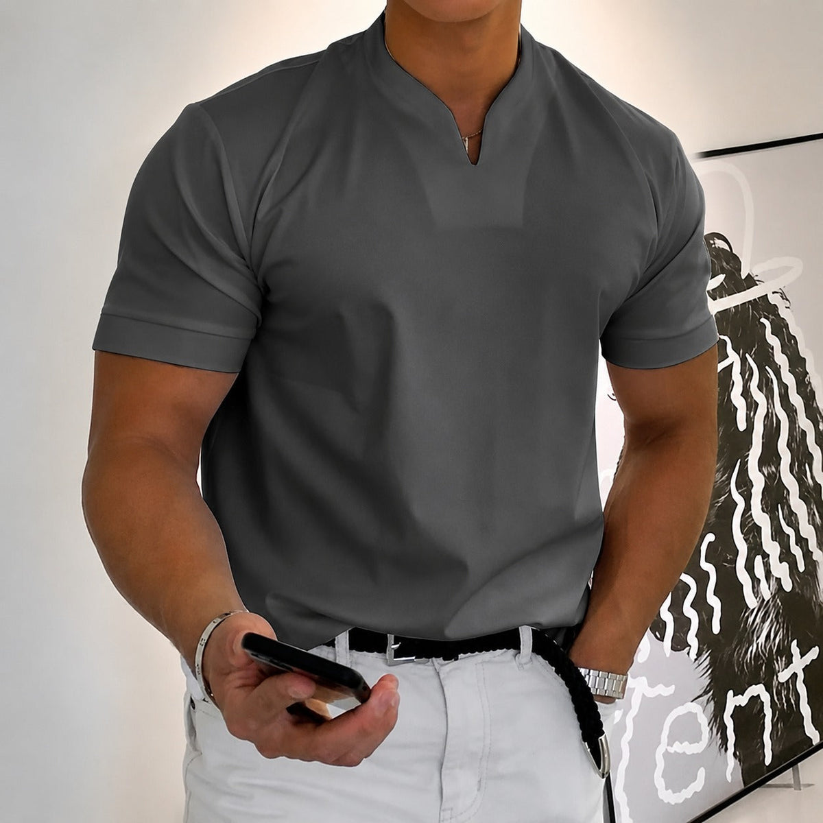 Jason - T-shirt fitness homme à manches courtes