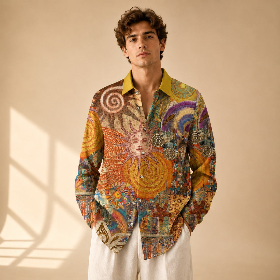 Neil - Chemise Artistique Imprimée à Manches Longues
