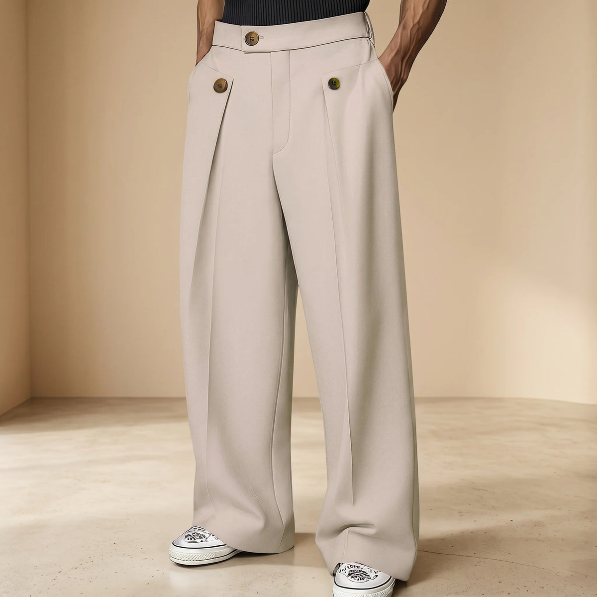 John - Pantalon Stylé Ample Taille Haute