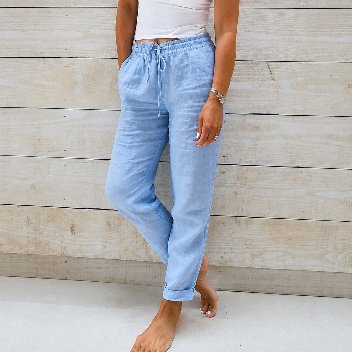 Stacy - Pantalon décontracté pour femme en tissu léger