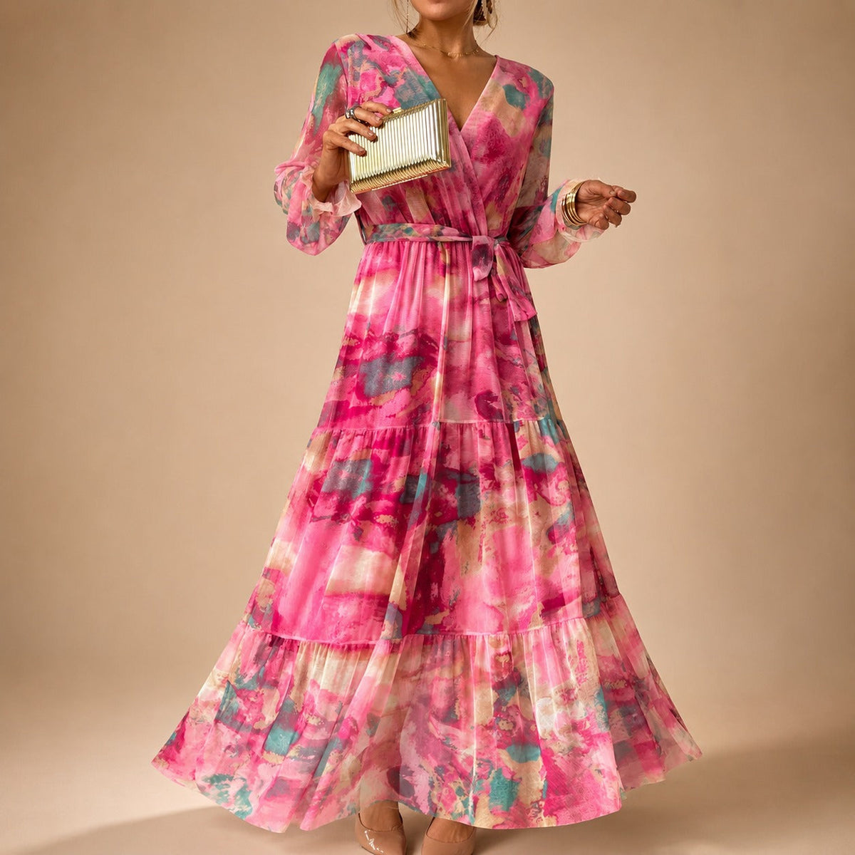 Carroll - Robe à Fleurs à Manches Longues