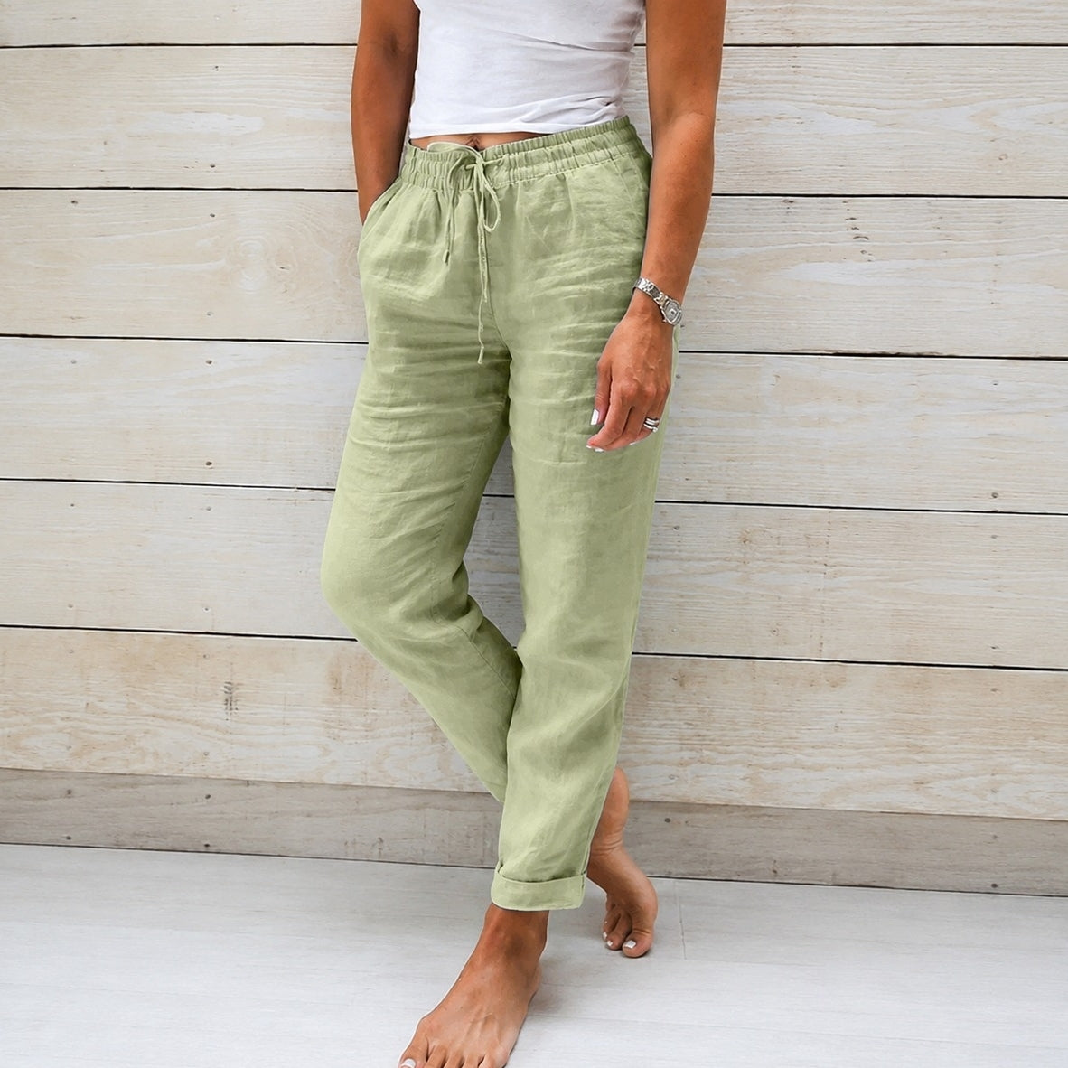 Stacy - Pantalon décontracté pour femme en tissu léger